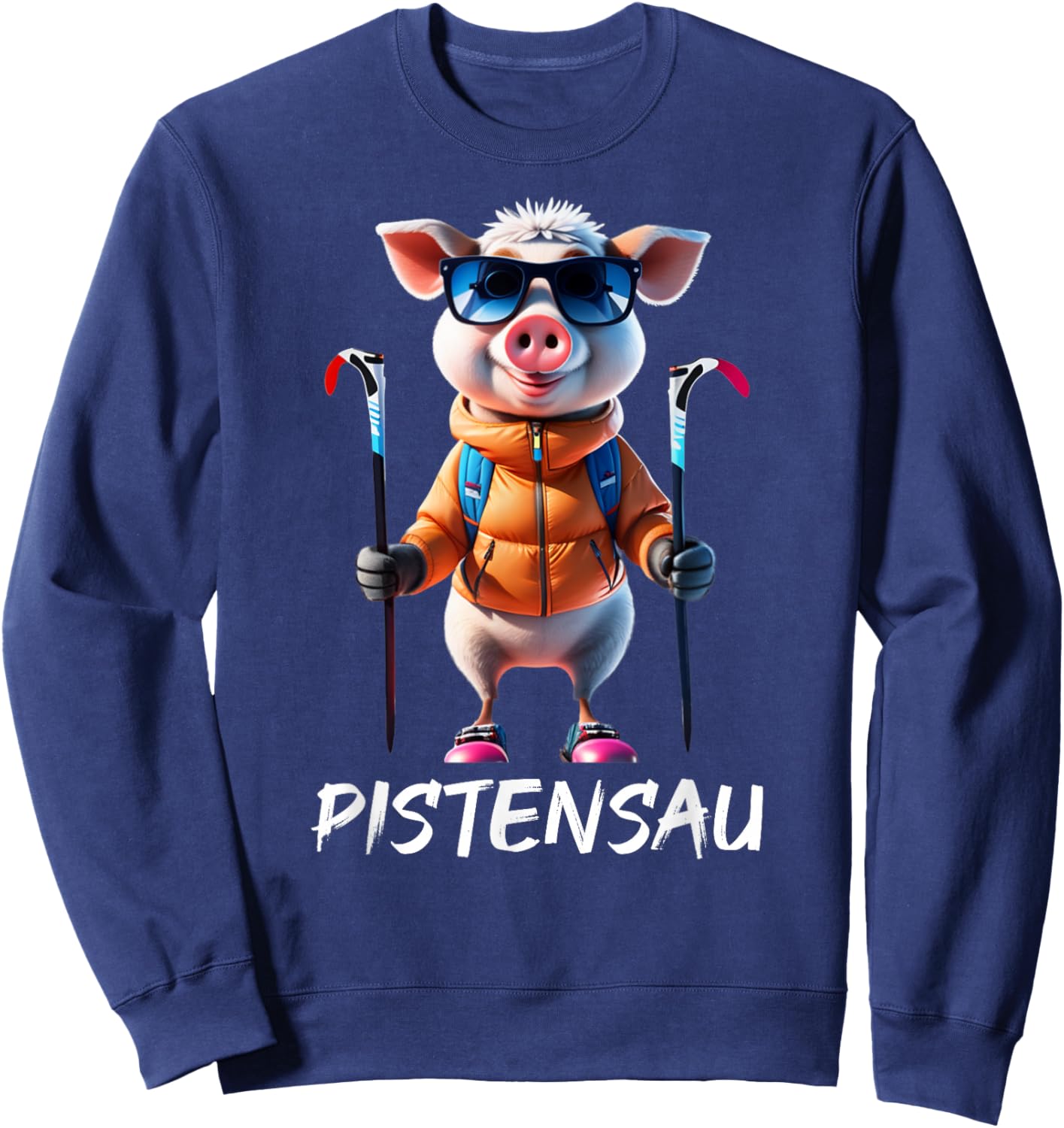 Pistensau Skier Pig Funny Ski Design Sweatshirt - Sweatshirt | Navy