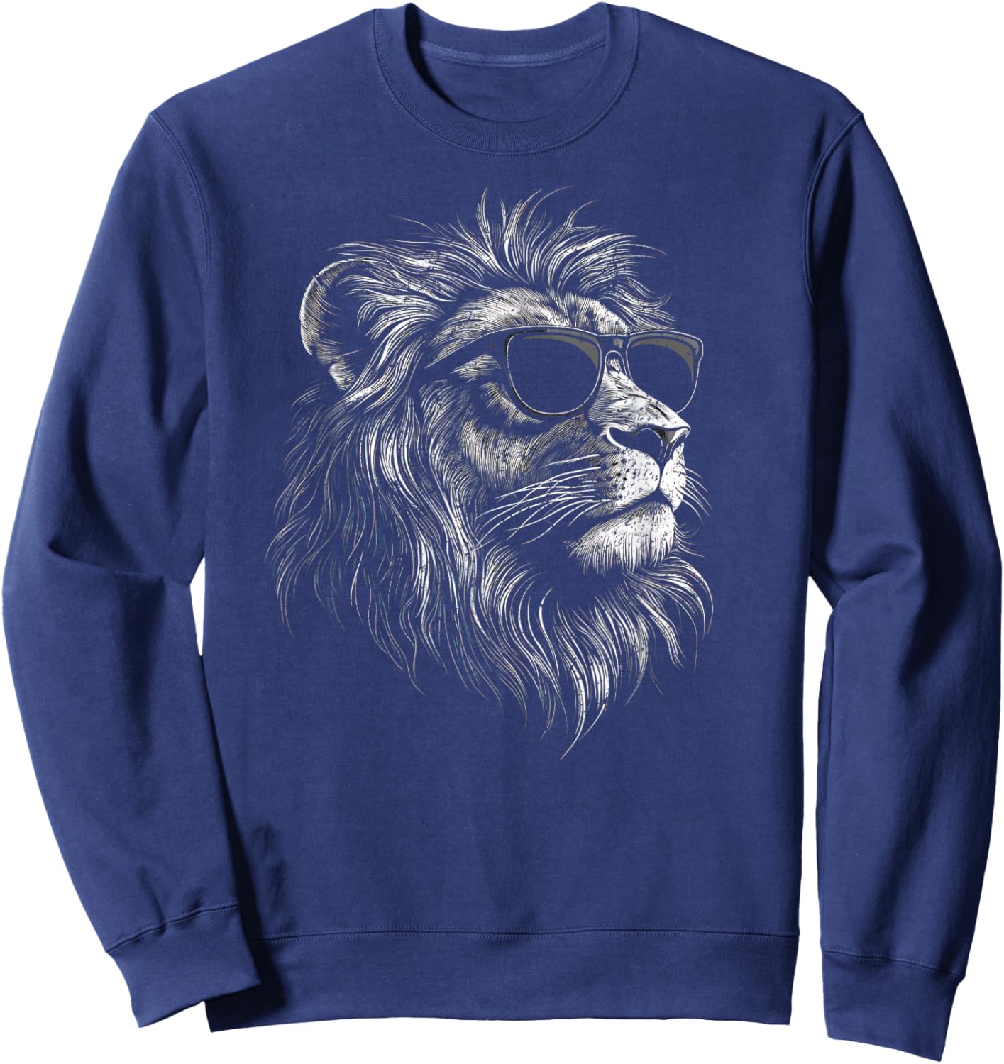 Cool Lion with Sunglasses Graphic for All Ages Sweatshirt - Sweatshirt | Navy