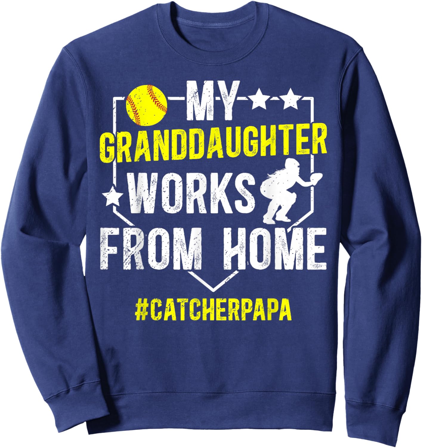 Softball Catcher Papa Proud Papa of A Softball Catcher Sweatshirt - Sweatshirt | Navy