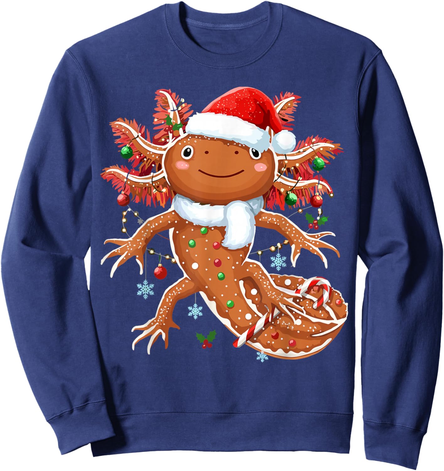 Gingerbread Axolotl Christmas Xmas Sweatshirt - Sweatshirt | Navy