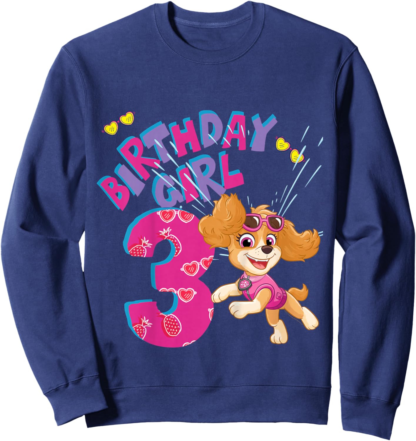 Official Paw Patrol Skye Jumping Birthday Girl Age 3 Sweatshirt - Sweatshirt | Navy