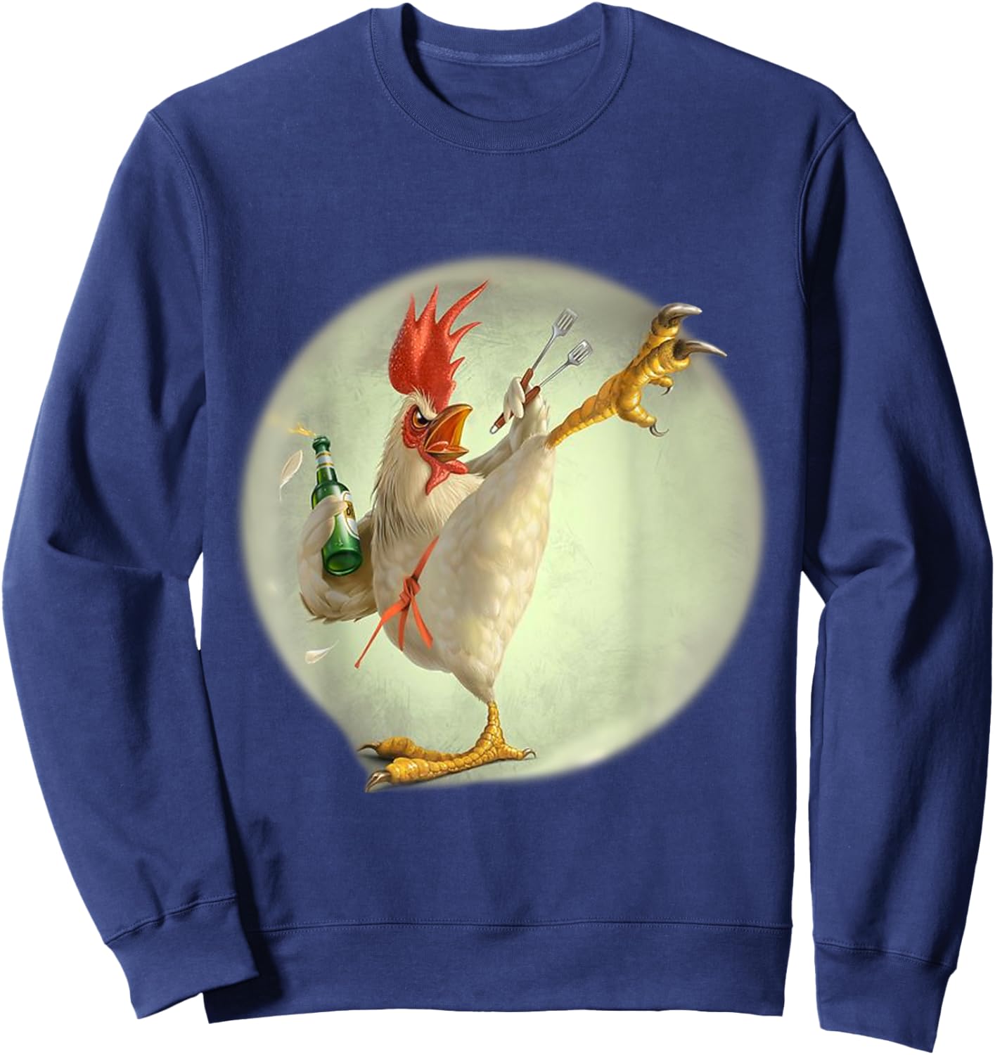 Eagerlys Funny Chicken Kungfu Art Drinking Drunk - Rooster Sweatshirt - Sweatshirt | Navy