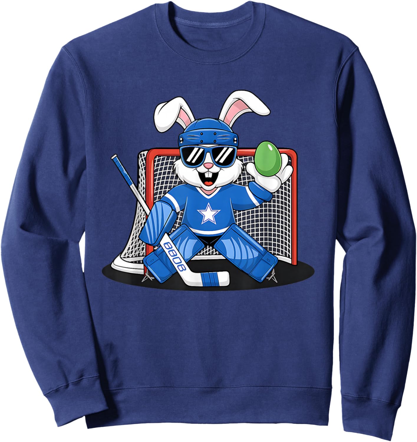 Easter Bunny Ice Hockey Goalie Men Boys Kids Toddler Sweatshirt - Sweatshirt | Navy