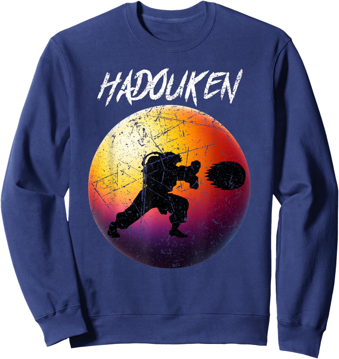 Retro Vintage Hadouken Fighter Sweatshirt - Sweatshirt | Navy