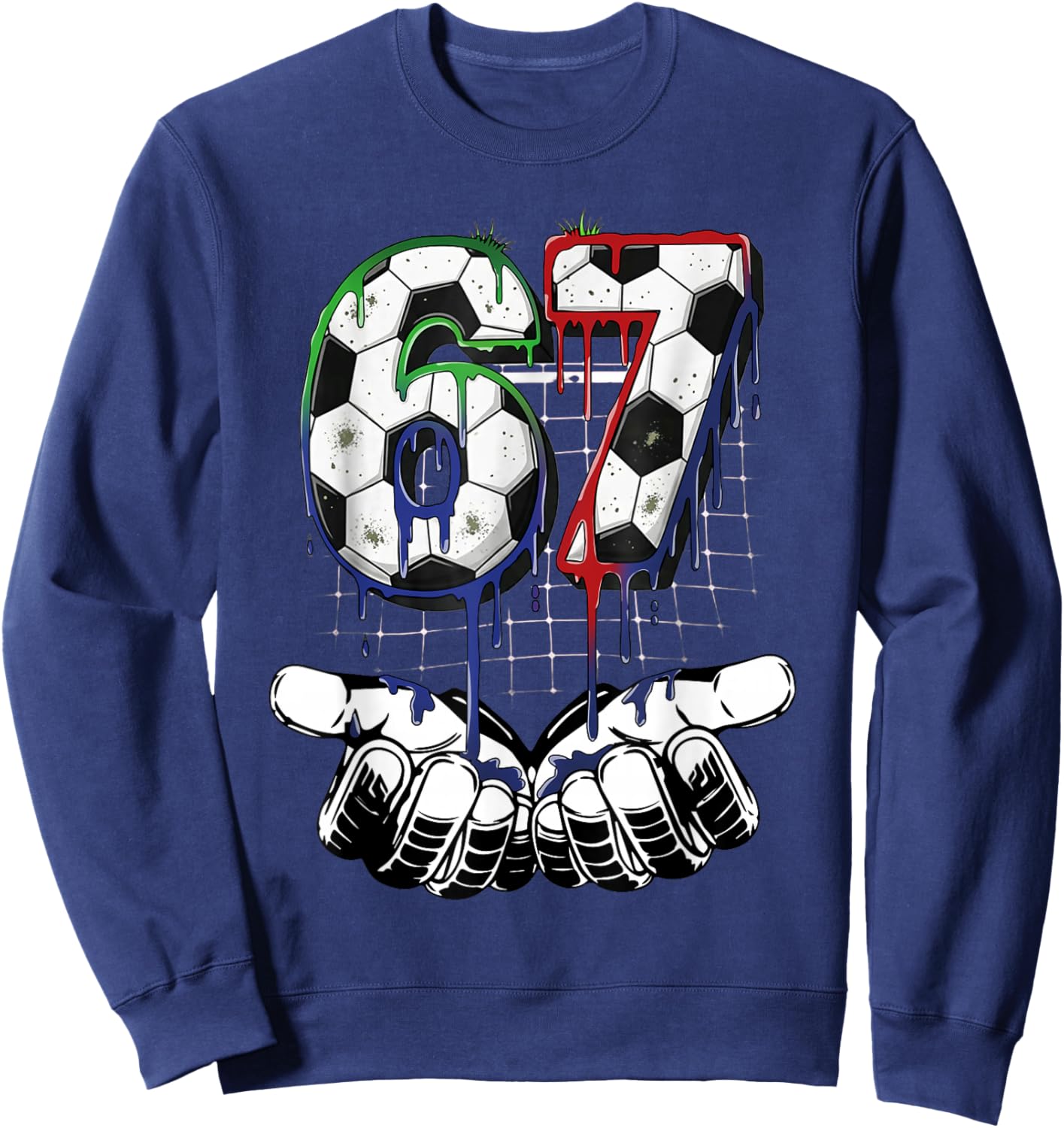 Soccer Ice Cream Drip Number 67 Boys Soccer Player 67 Sports Sweatshirt - Sweatshirt | Navy