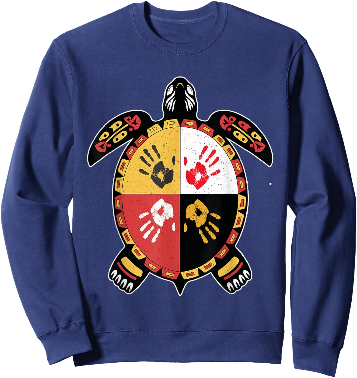 Medicine Wheel Turtle MMIW indigenous Native American Sweatshirt - Sweatshirt | Navy