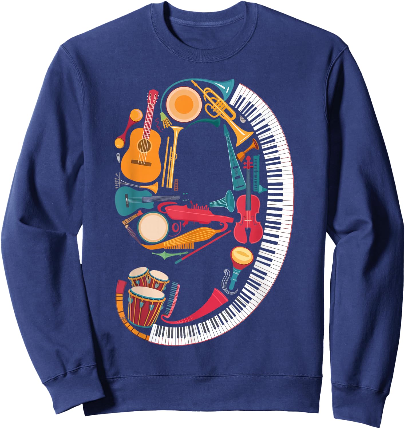 Musical Instruments Theme 9th Birthday Musician Music Player Sweatshirt - Sweatshirt | Navy
