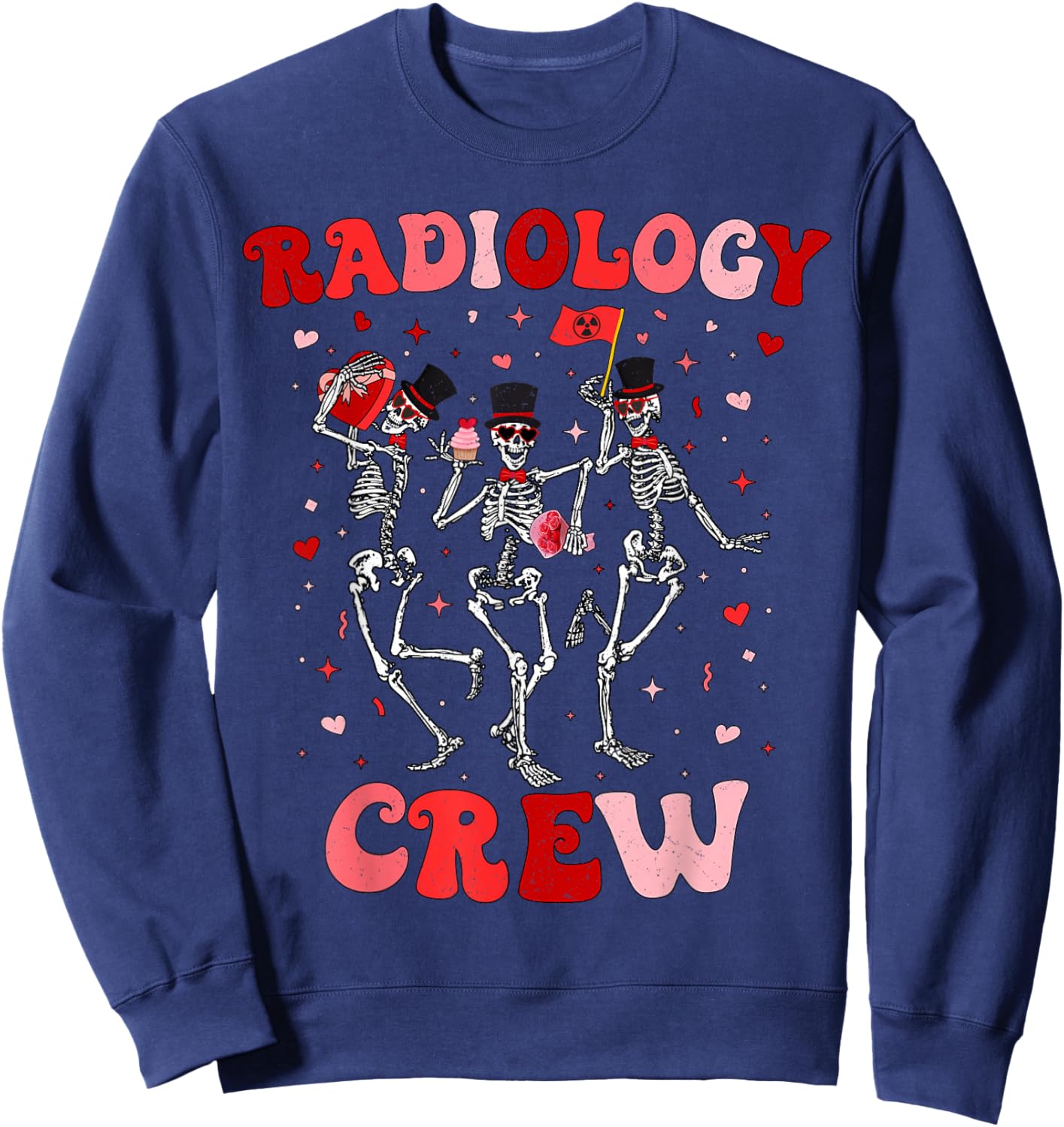 Dancing Skeleton Radiology Crew Valentines RAD Tech Sweatshirt - Sweatshirt | Navy