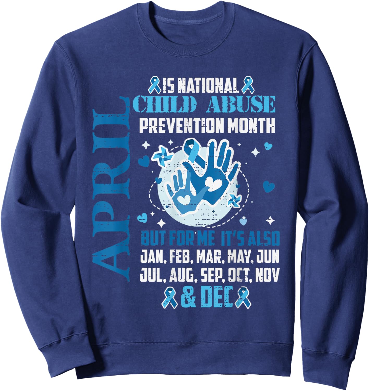 April is National Child Abuse Prevention Awareness Pinwheel Sweatshirt - Sweatshirt | Navy