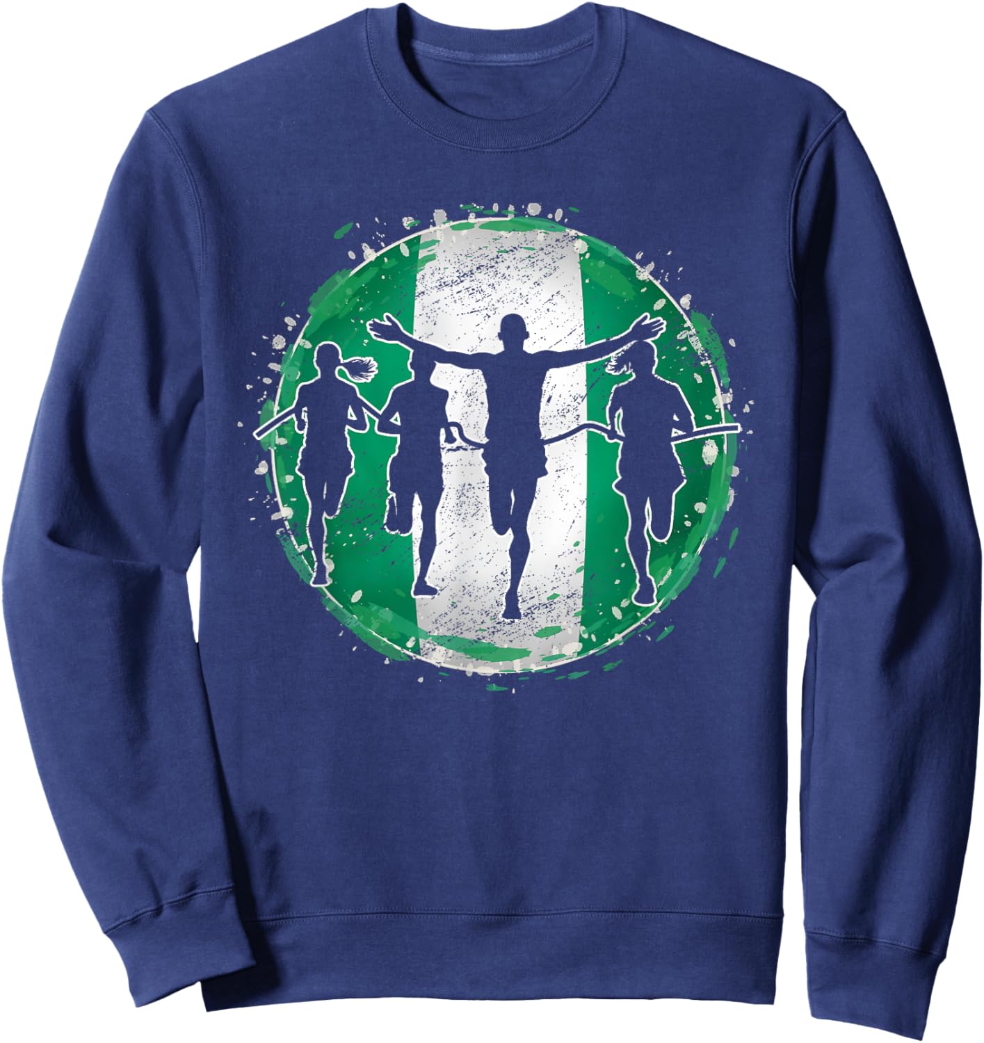 Running Marathon Runners Nigeria Nigerian Flag Nigeria Sweatshirt - Sweatshirt | Navy