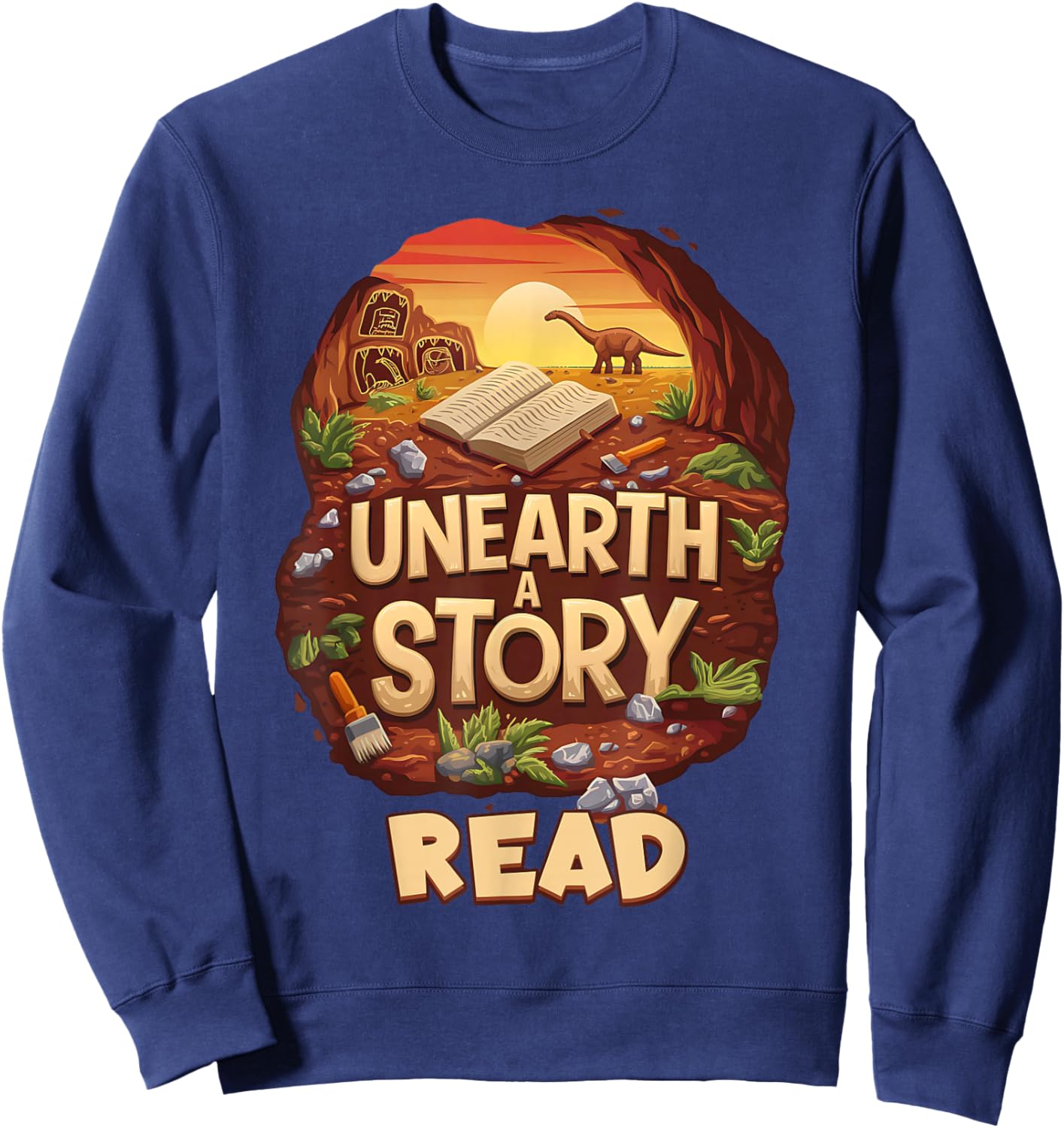 Unearth A Story : READ Library Reading Sweatshirt - Sweatshirt | Navy