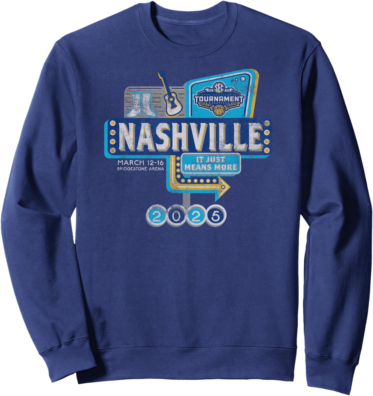 SEC Men's Basketball Tournament 2025 Vintage Nashville Sweatshirt - Sweatshirt | Navy