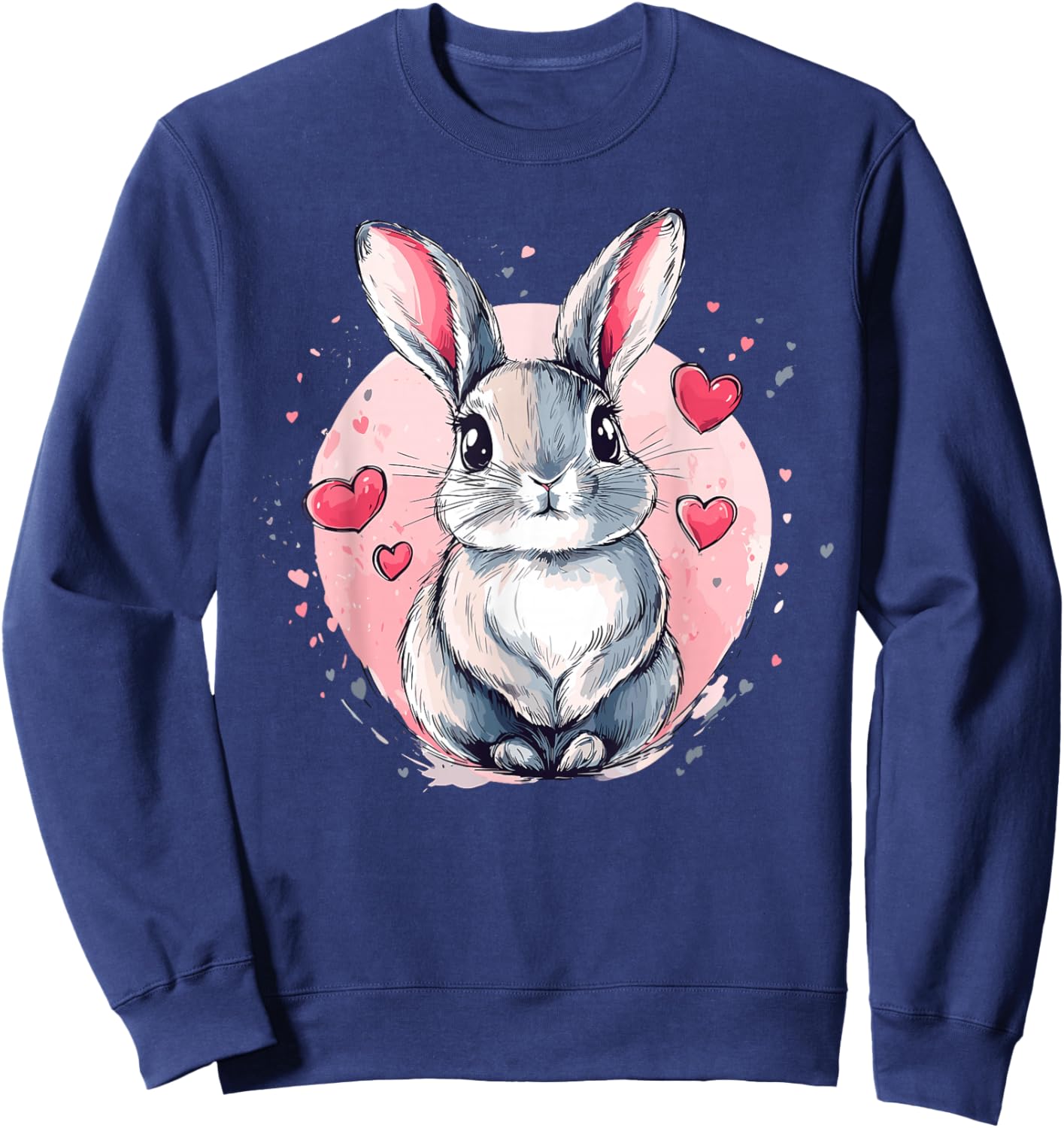 Bunny Surrounded By Pink Hearts Sweatshirt - Sweatshirt | Navy