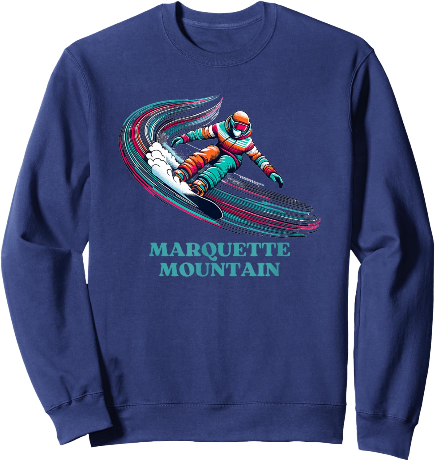 Marquette Mountain Michigan Snowboarding Snowboarder Sweatshirt - Sweatshirt | Navy