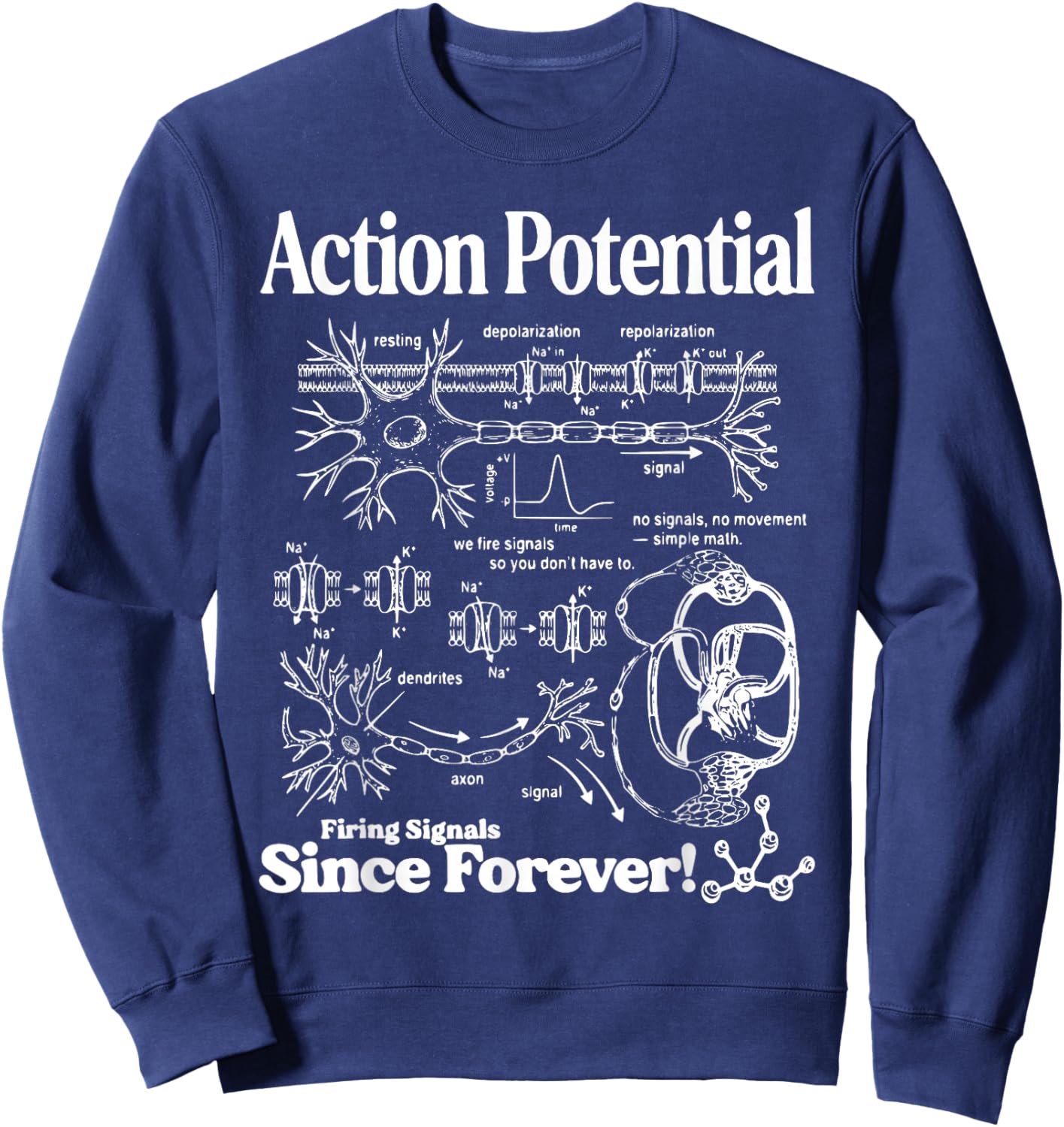 Action Potential Neuroscience Brain Science STEM Teacher Sweatshirt - Sweatshirt | Navy