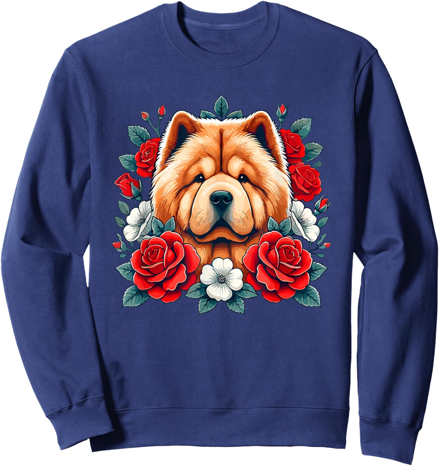 Roses Flowers Chow Chow Sweatshirt - Sweatshirt | Navy