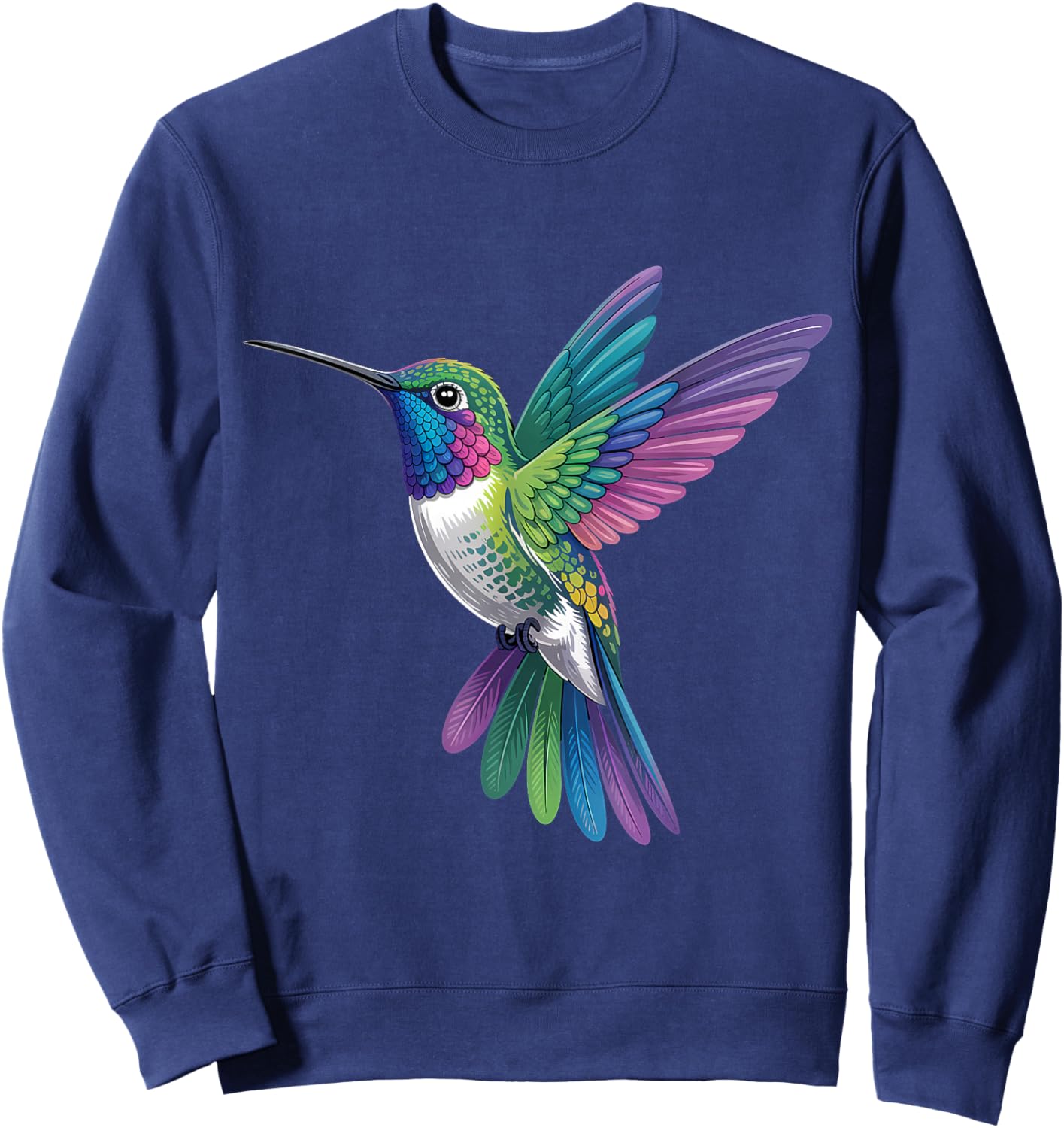 Hummingbird Lover Portrait Artwork Tropical Animal Art Sweatshirt - Sweatshirt | Navy