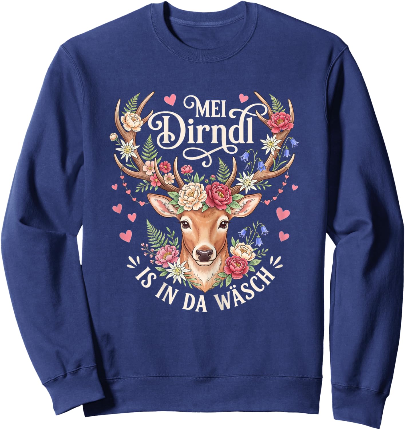 Trachtenshirt Damen Passend für Oktoberfest Damen Trachten Sweatshirt - Sweatshirt | Navy