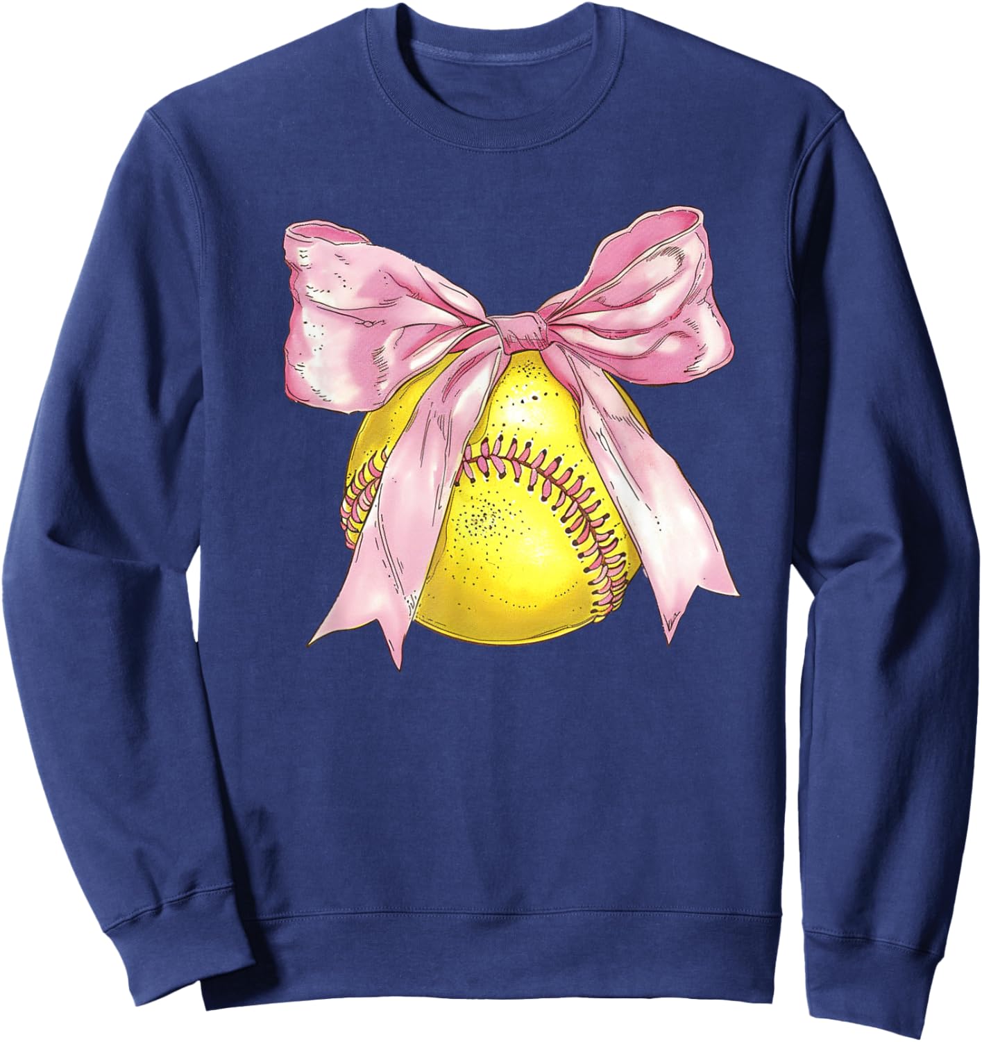 Girls Softball Coquette Bow Ribbon Mom Daughter Softball Sweatshirt - Sweatshirt | Navy