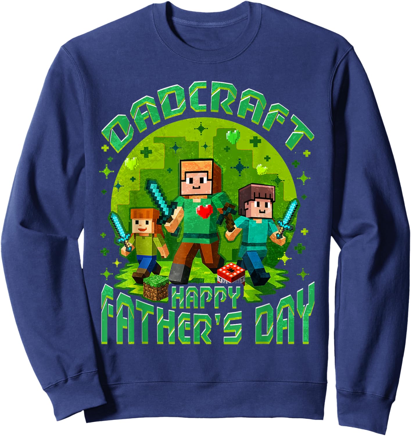 Dad Pixel Gaming Funny Father's Day Sweatshirt - Sweatshirt | Navy