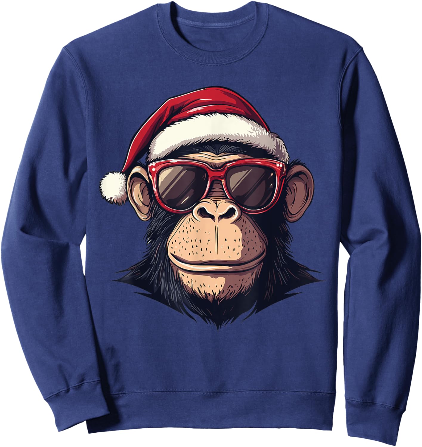 Monkey Santa Hat chimpanzee Monkey Lovers Christmas Pajama Sweatshirt - Sweatshirt | Navy