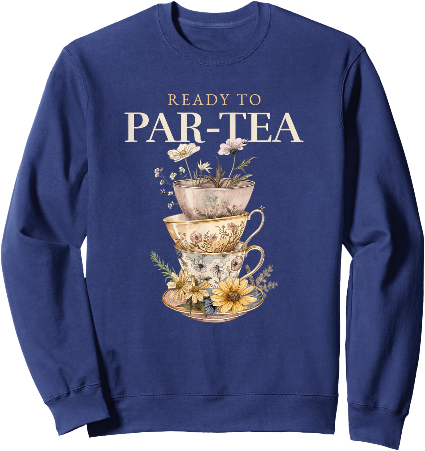 Bad Decisions Make Good Stories -Adults Tea Party Black Small Classic Fit Cotton Blend Short Sleeve Sweatshirt - Sweatshirt | Navy