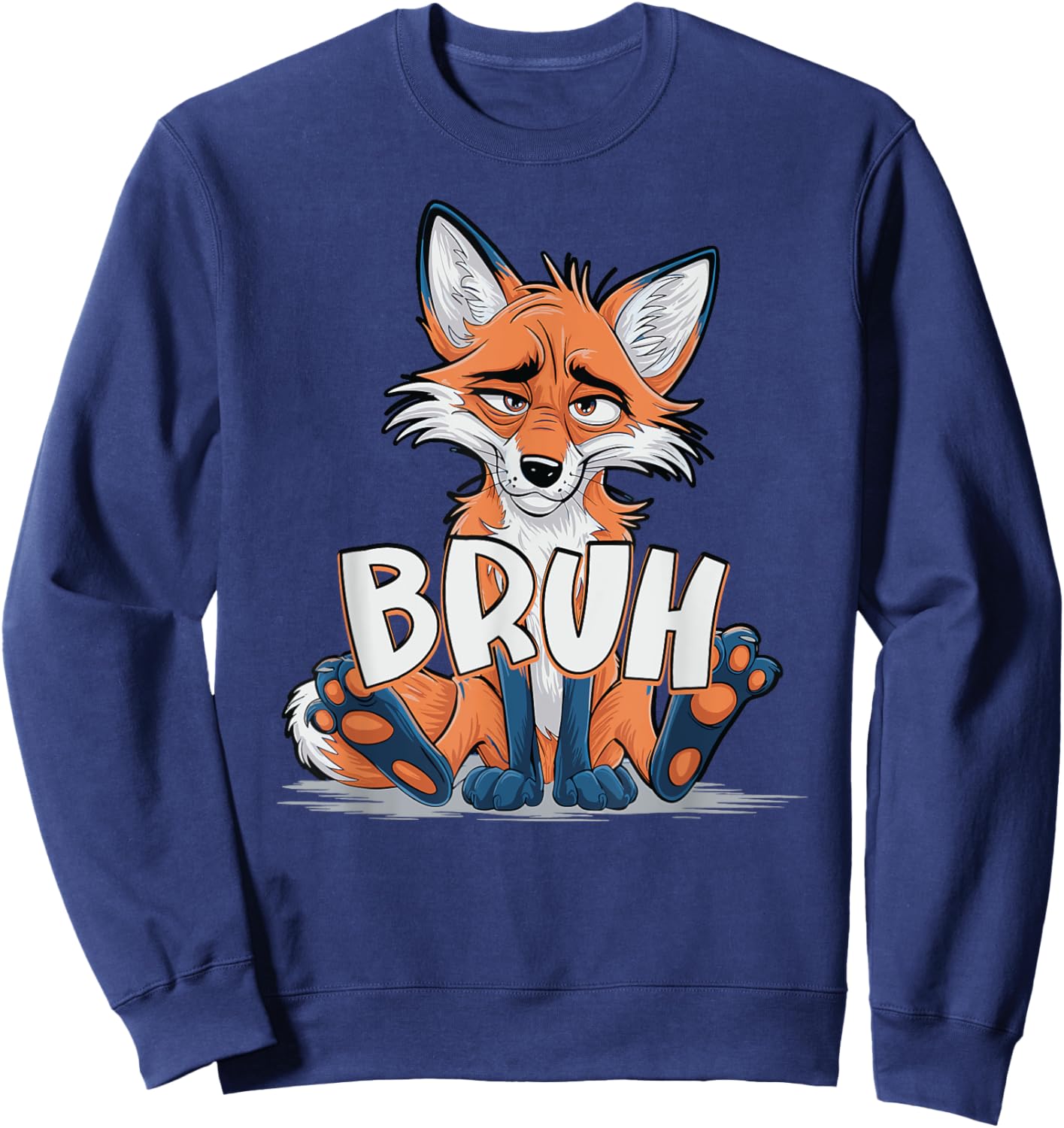 Funny Meme Saying Bruh Fox Graphic Boys Teens Sweatshirt - Sweatshirt | Navy