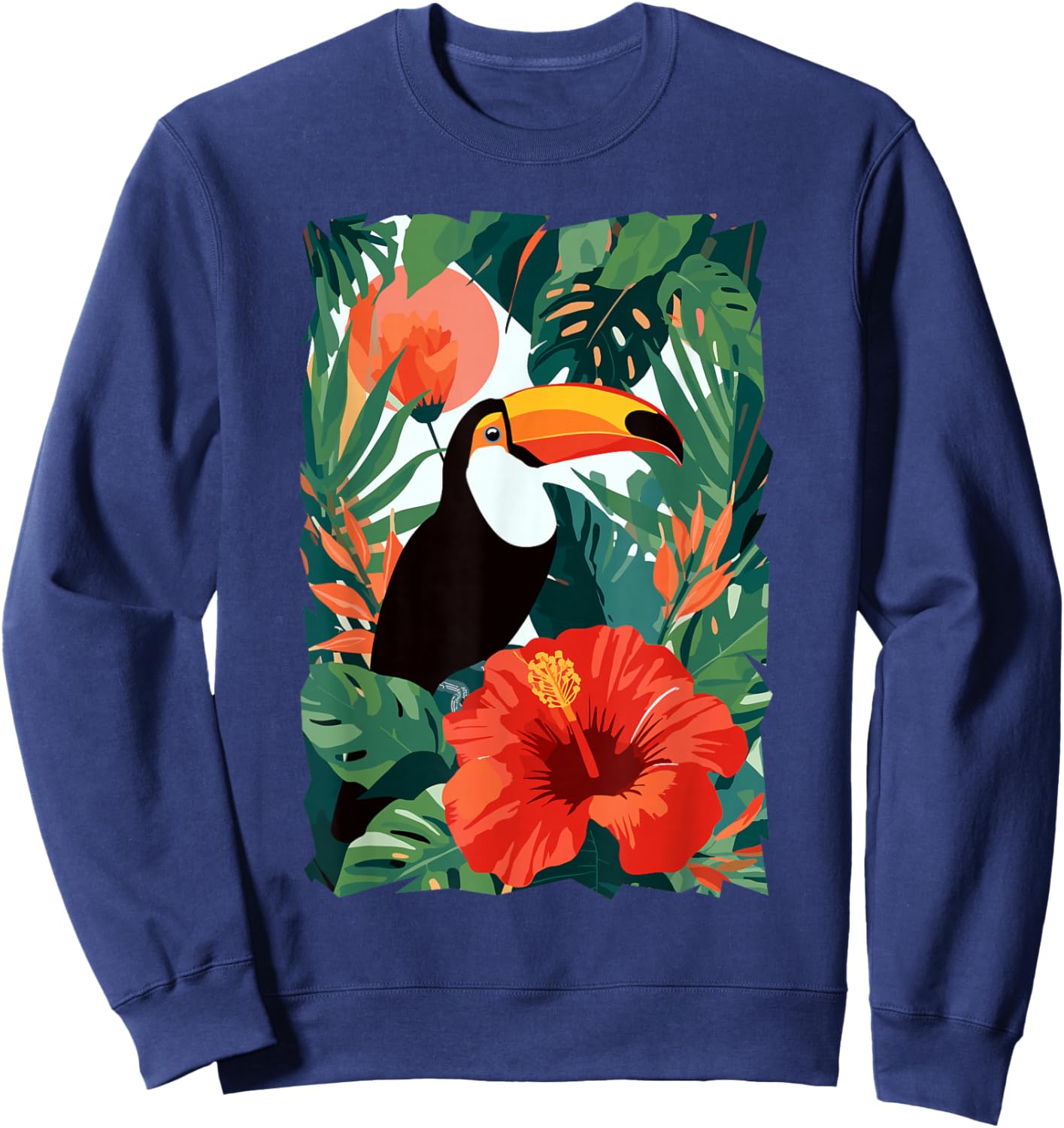 Bird Toucan Tropical Jungle Paradise Hibiscus Wild Sweatshirt - Sweatshirt | Navy
