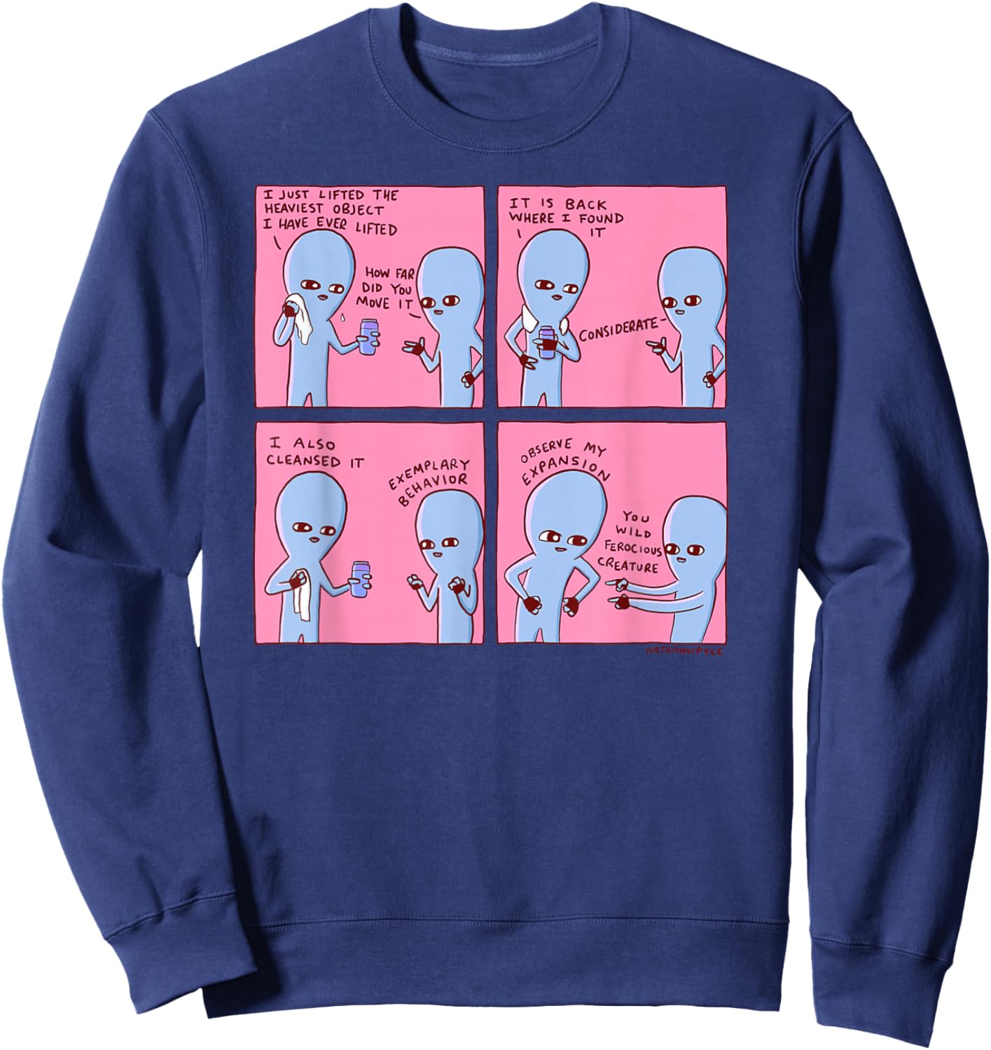 Threadless Nathan W. Pyle Strange Planet Expansion Graphic Sweatshirt - Sweatshirt | Navy