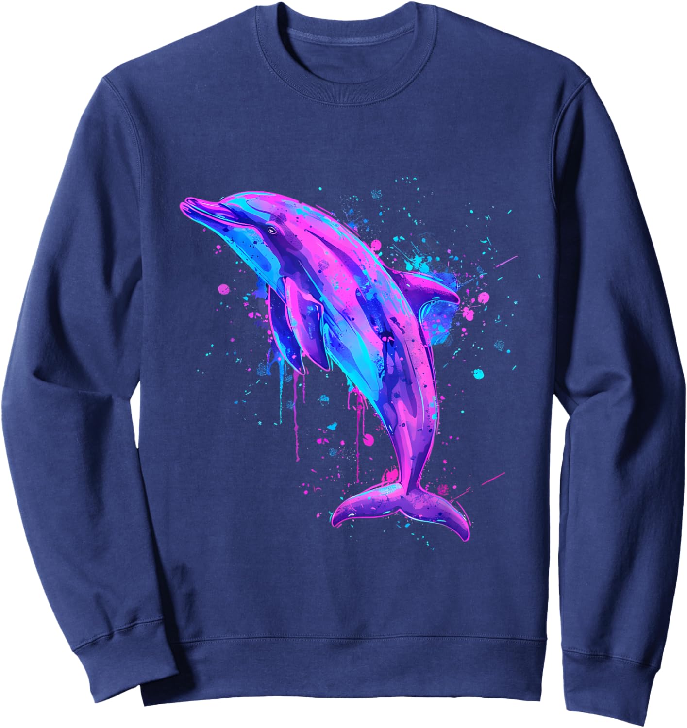 Sea Ocean Dolphin Artwork Dolphin Ocean Sea Animal Lover Sweatshirt - Sweatshirt | Navy