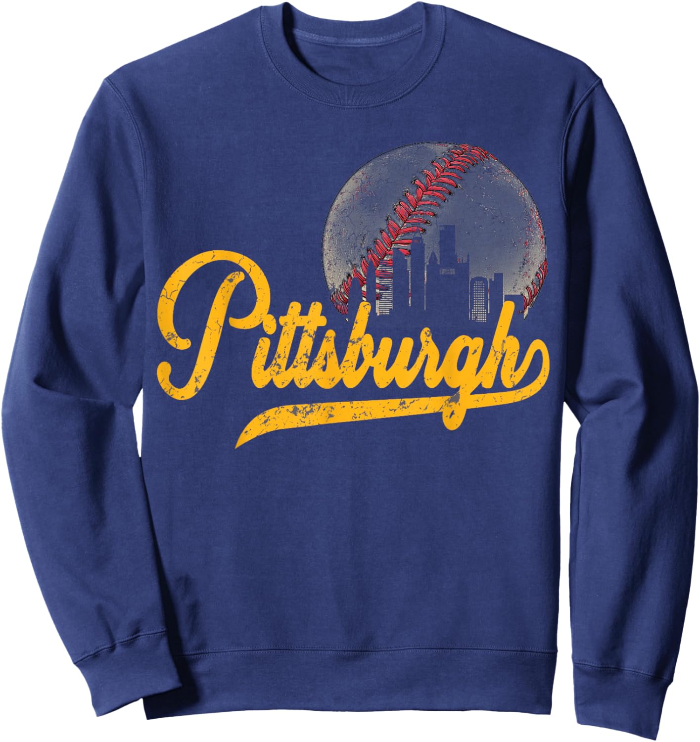 Pittsburgh Jersey Style Shirt Vintage Pittsburgh Skyline Sweatshirt - Sweatshirt | Navy