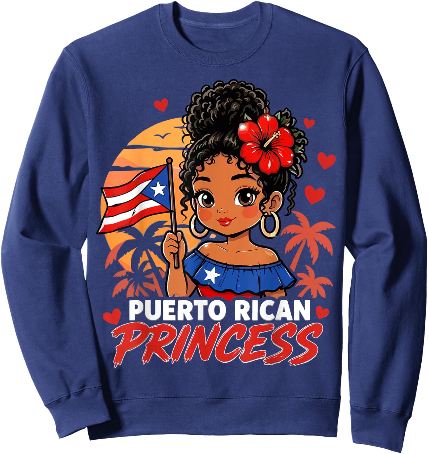 Puerto Rico Hispanic Heritage Cute Puerto Rican Princess Sweatshirt - Sweatshirt | Navy