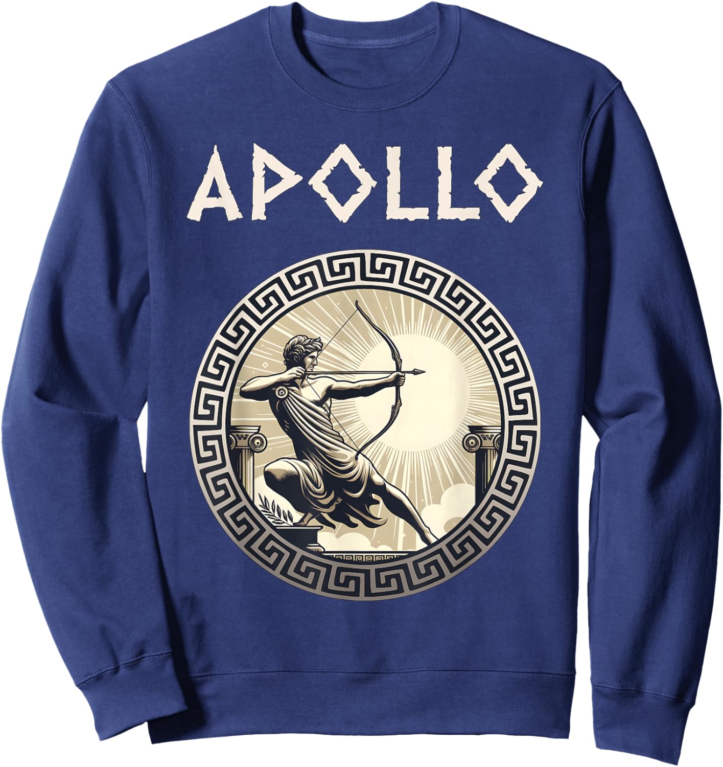 Agema Apparel Apollo Greek God of Archery Music and Light , Small, Black Sweatshirt - Sweatshirt | Navy