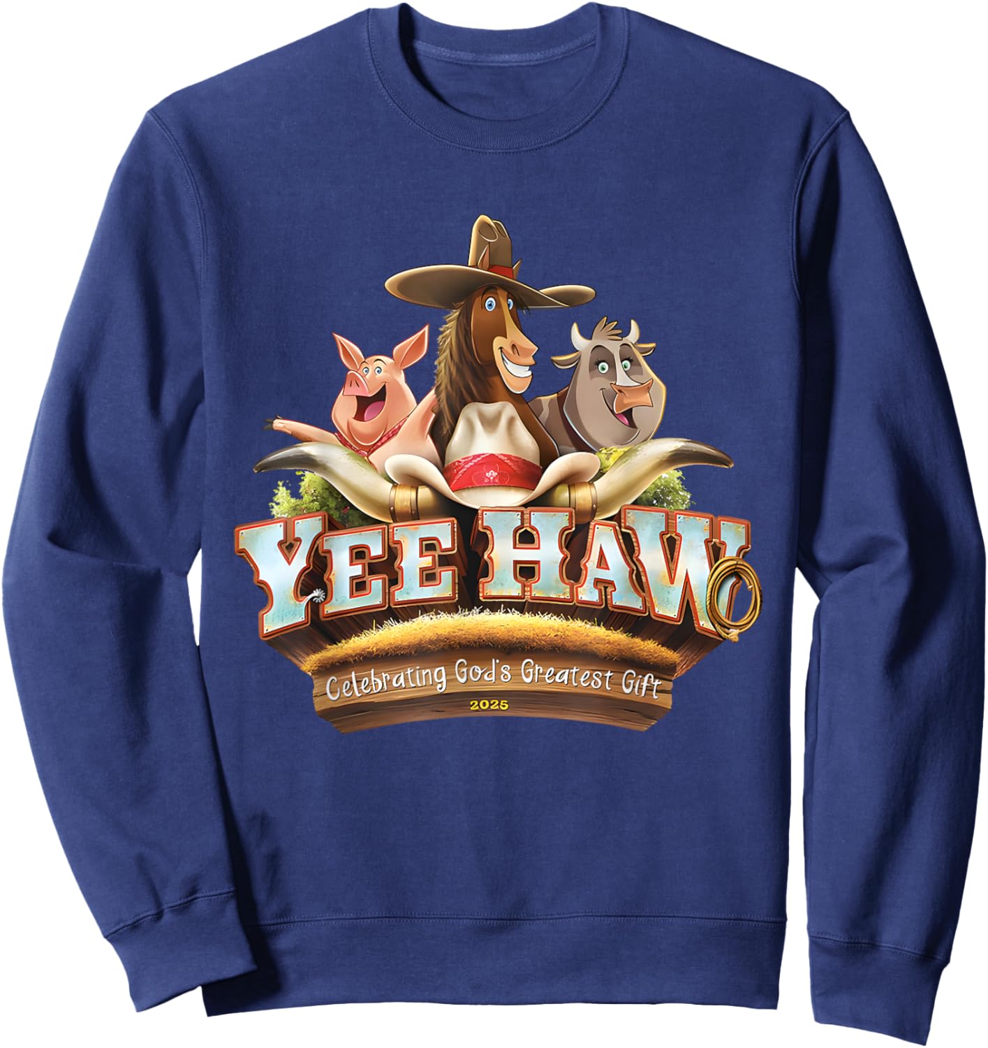 Yee Haw VBS 2025 Animal Farm Vacation Bible School Sweatshirt - Sweatshirt | Navy