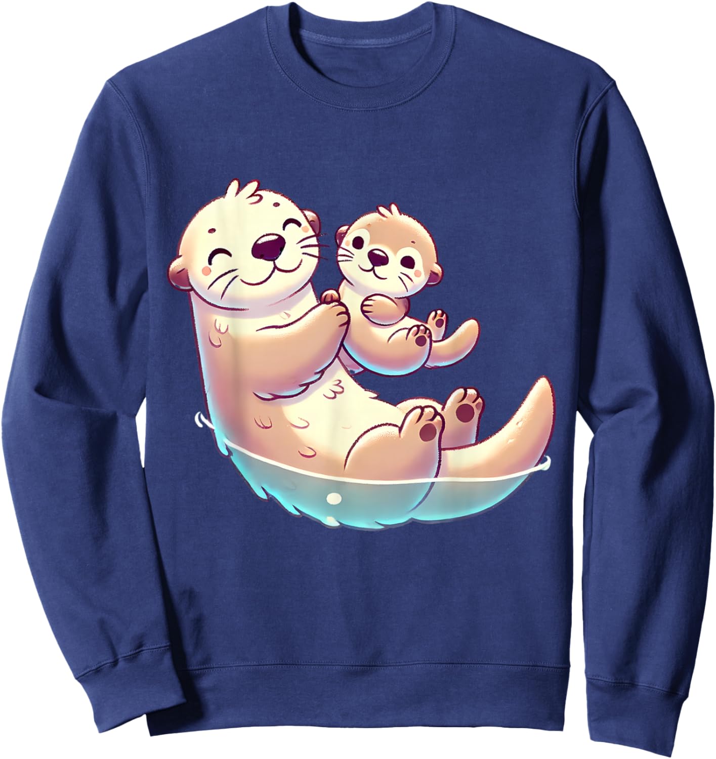Mom and Baby Otter Mother Mama Mother's Day Sweatshirt - Sweatshirt | Navy