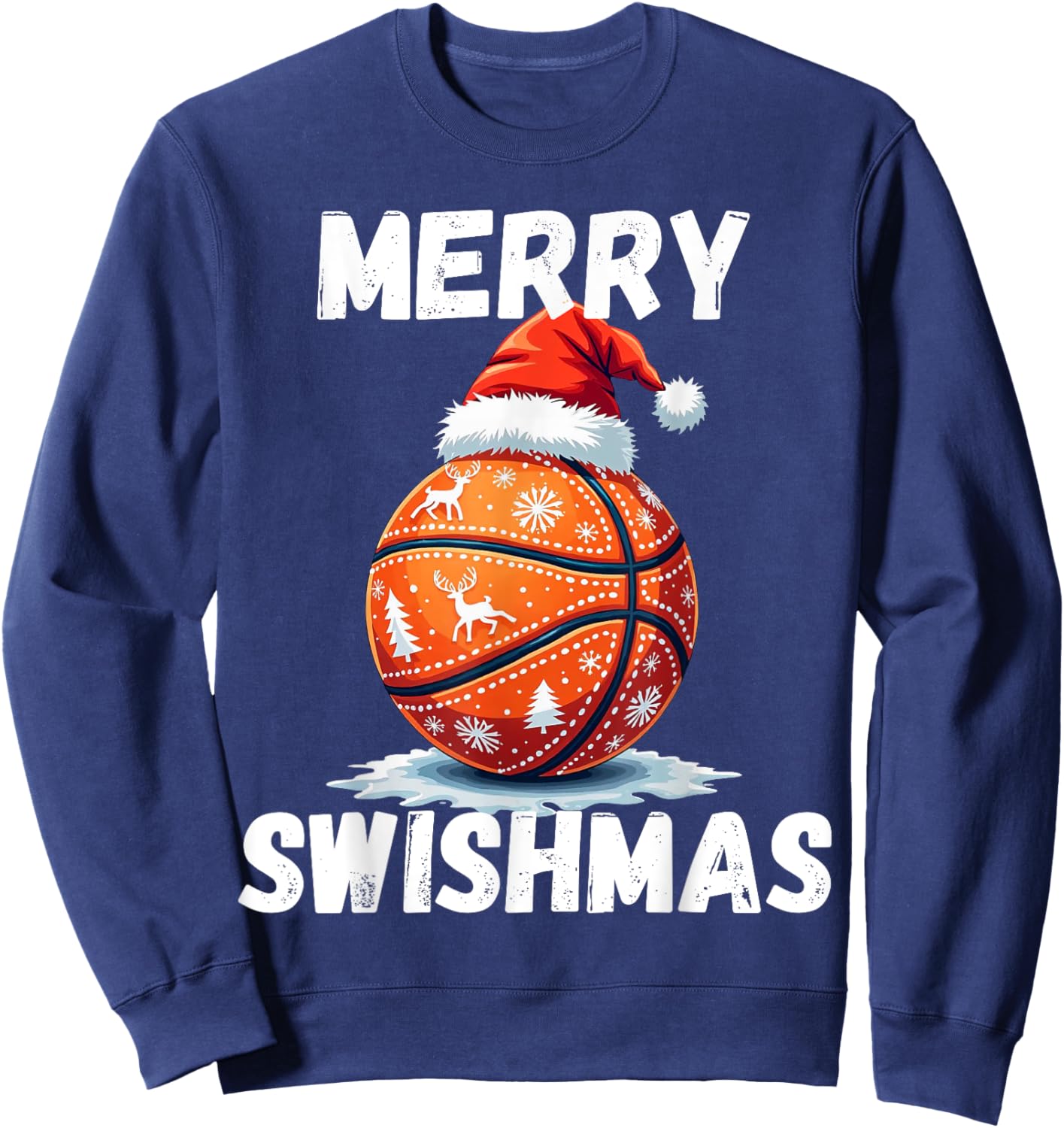 Merry Swishmas Basketball Cool Christmas Xmas Men Boys Kids Sweatshirt - Sweatshirt | Navy