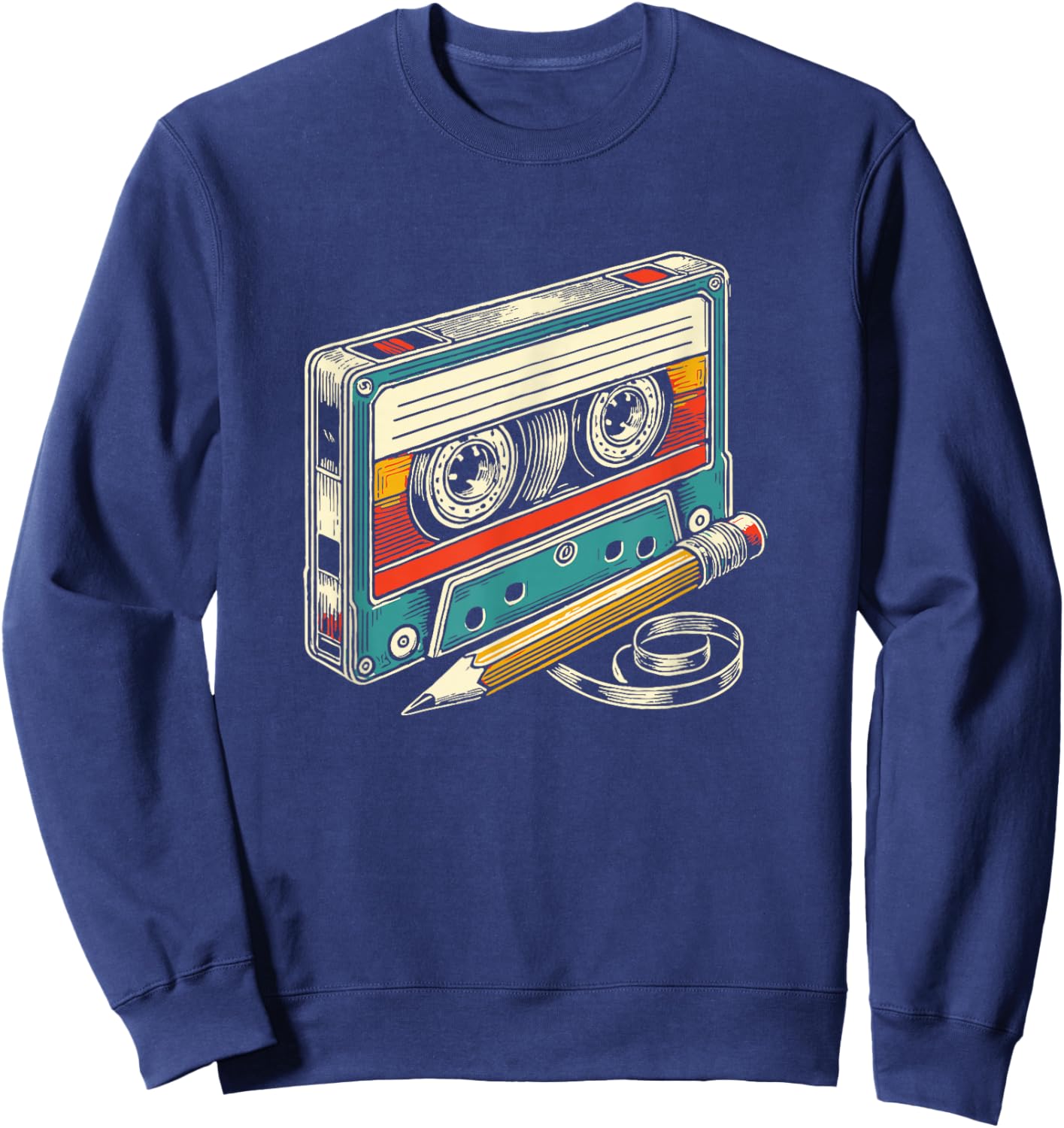 Mixtape Cassette 90s Retro Costume Nostalgia Old School Vibe Sweatshirt - Sweatshirt | Navy