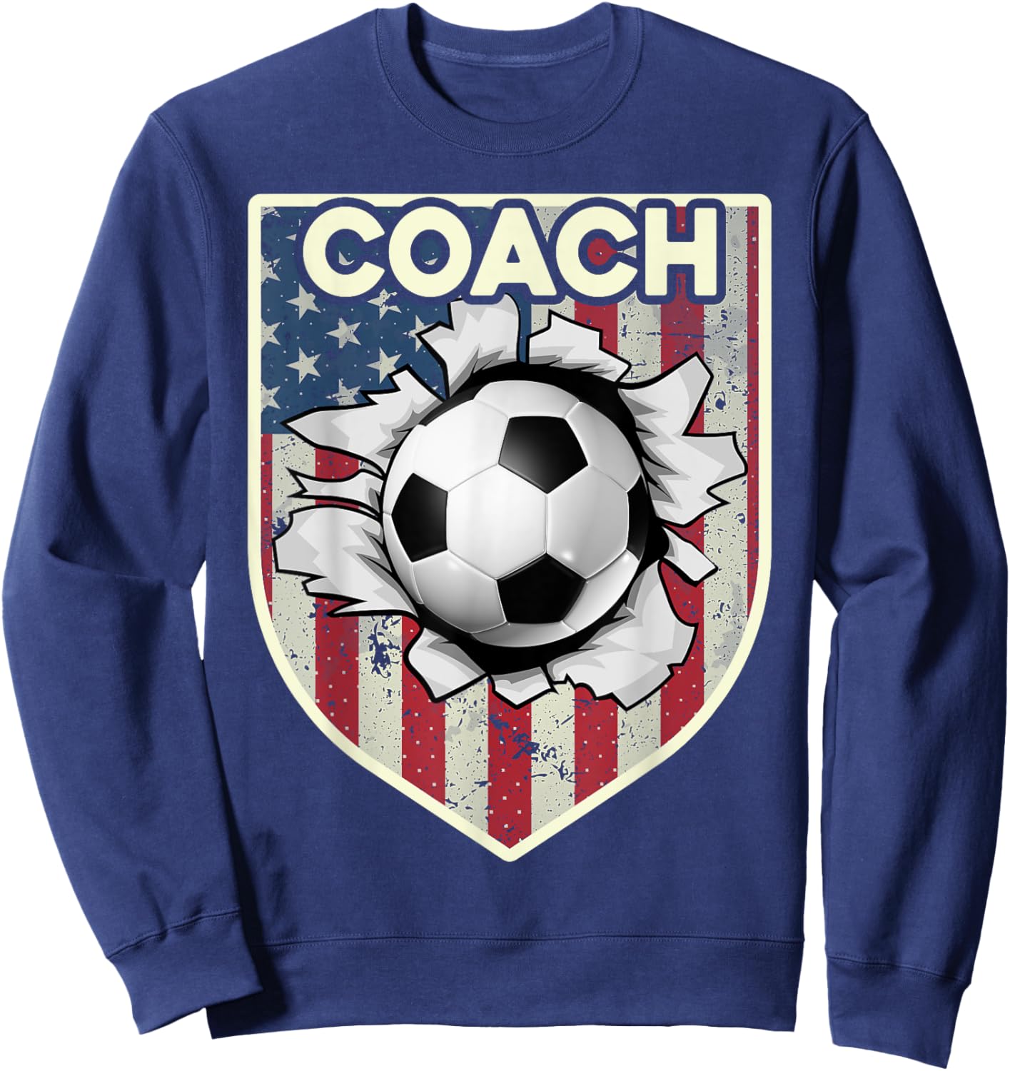 USA Flag Soccer Coach Funny Soccer Trainer American Outfit Sweatshirt - Sweatshirt | Navy