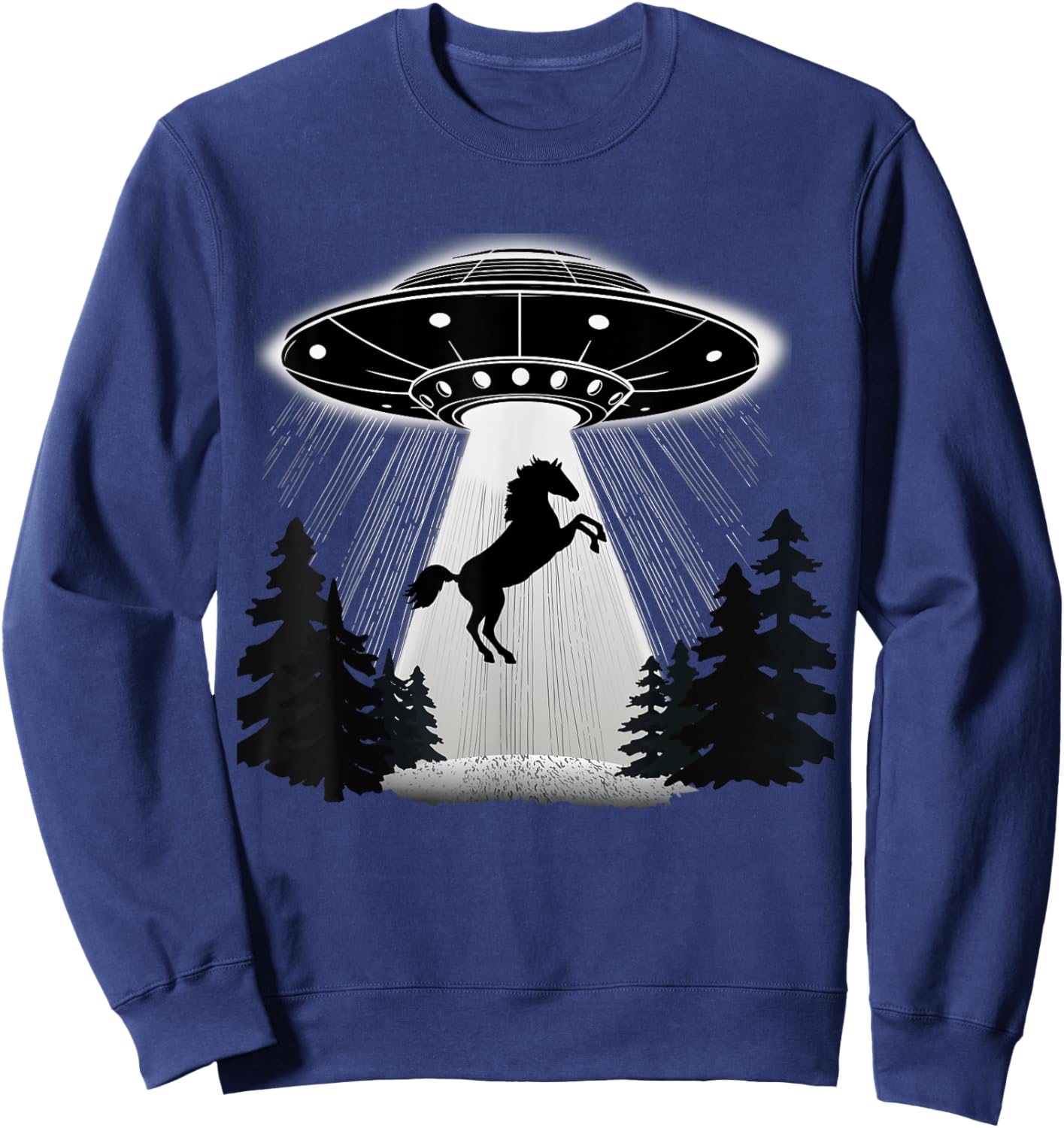 UFO Horse Alien Abduction Flying Saucer Equestrian Cowboy Sweatshirt - Sweatshirt | Navy