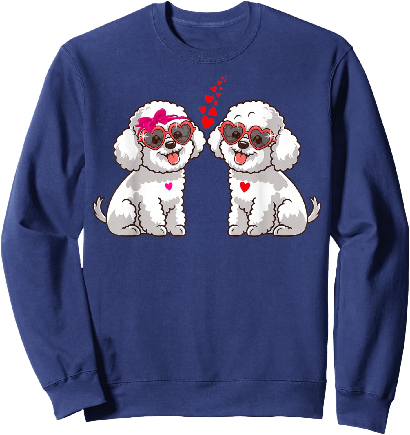 Bichon Frise Dog Valentine's Day Matching Couple Man Woman Sweatshirt - Sweatshirt | Navy