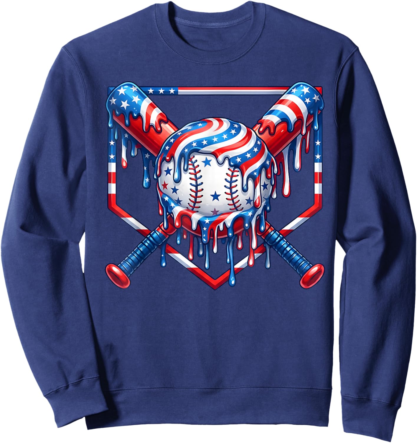 Drip Baseball Lifestyle Mascot Shirt Funny 4th of July Sweatshirt - Sweatshirt | Navy
