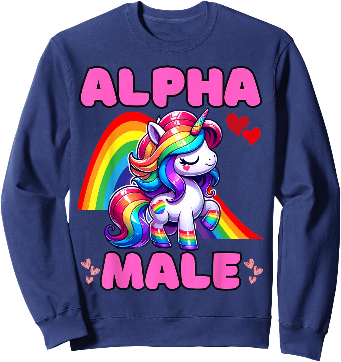 Alpha Male - Lustiges sarkastisches Regenbogen-Einhorn - Great Stag Do Sweatshirt - Sweatshirt | Navy