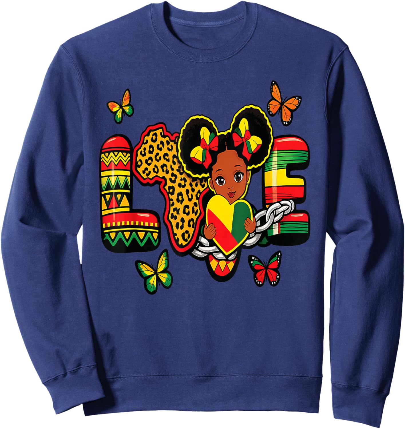 Toddler Black History Love Powerful Strong, Women, and Kids Sweatshirt - Sweatshirt | Navy