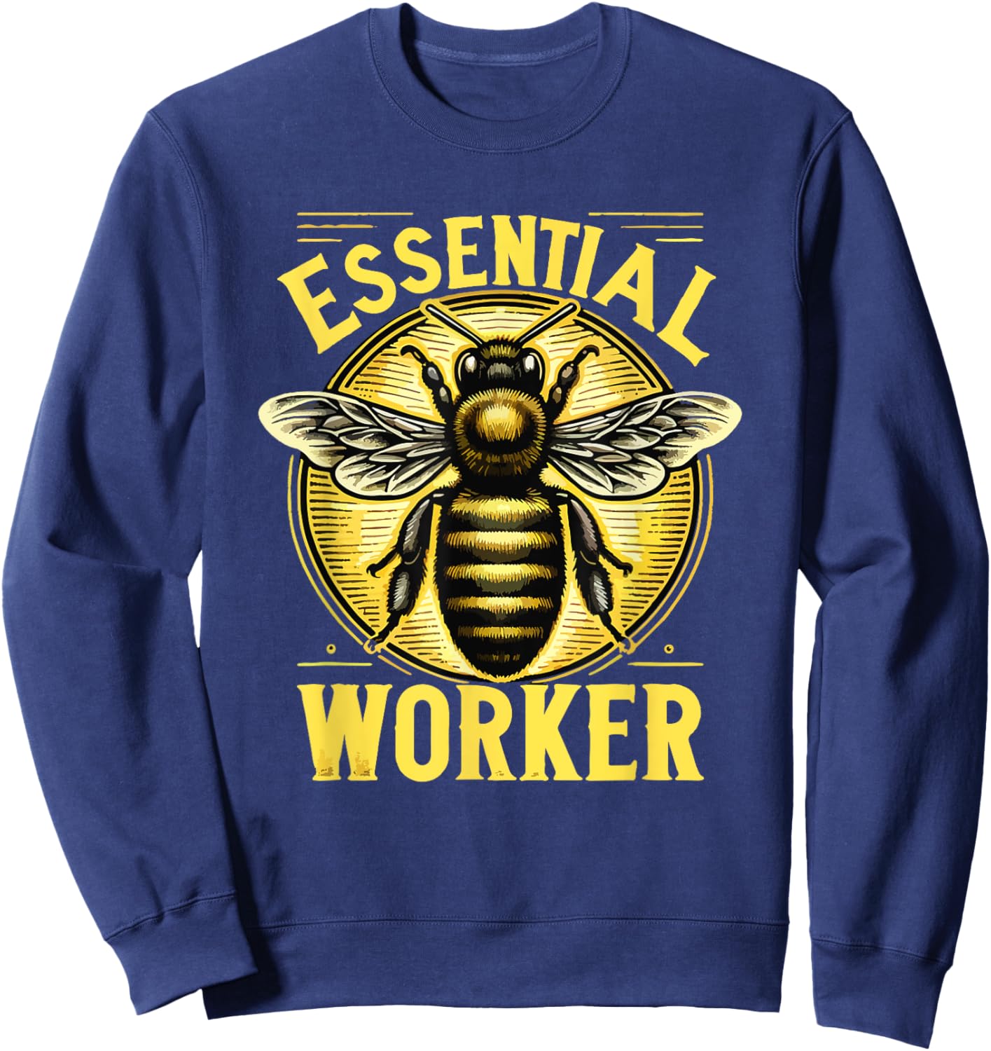 Essential Worker Beekeeper Beekeeping Hive Bees Retro Sweatshirt - Sweatshirt | Navy