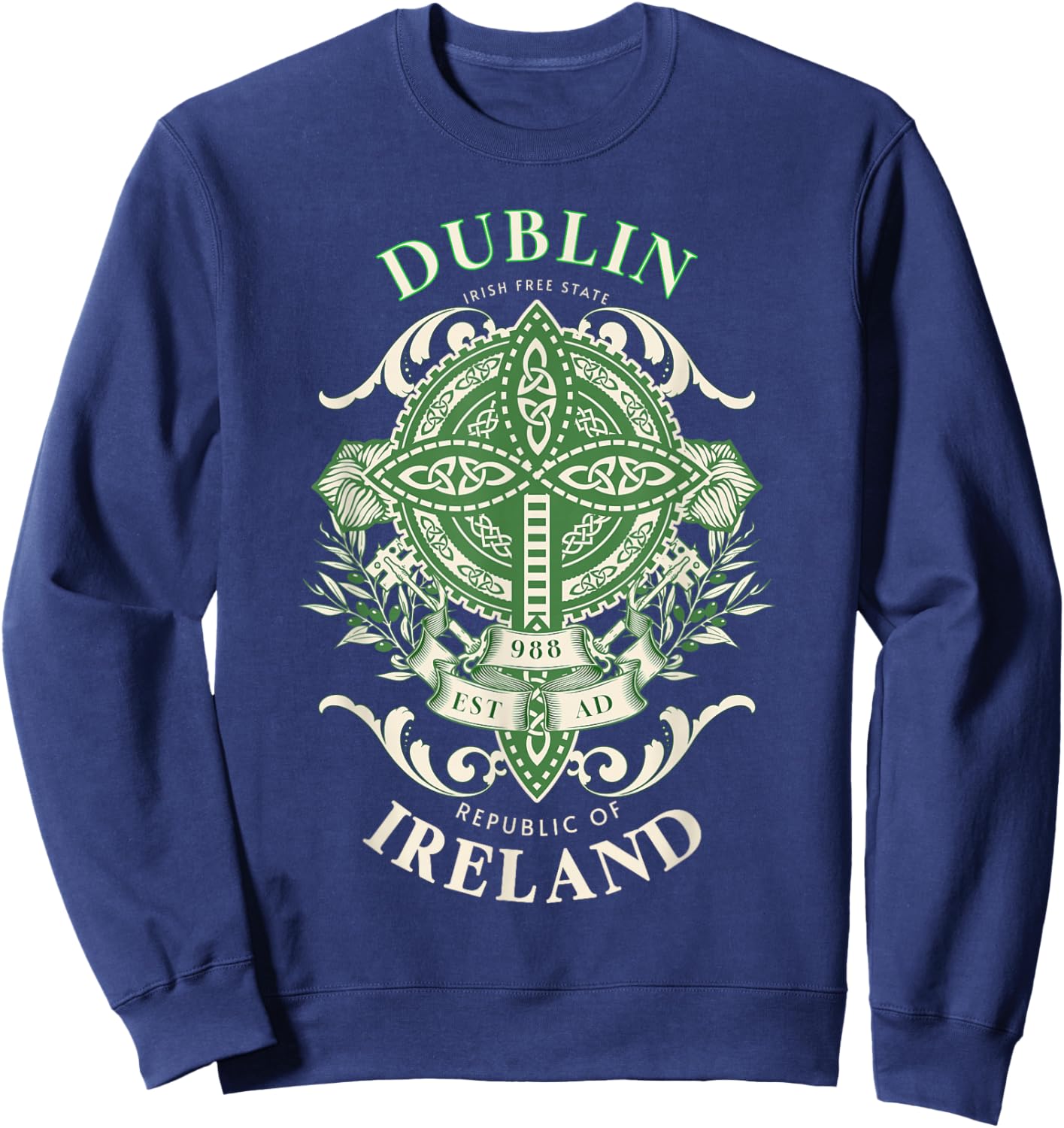 Dublin Irland Keltisches Kreuz Vorfahren Irisches Erbe Sweatshirt - Sweatshirt | Navy