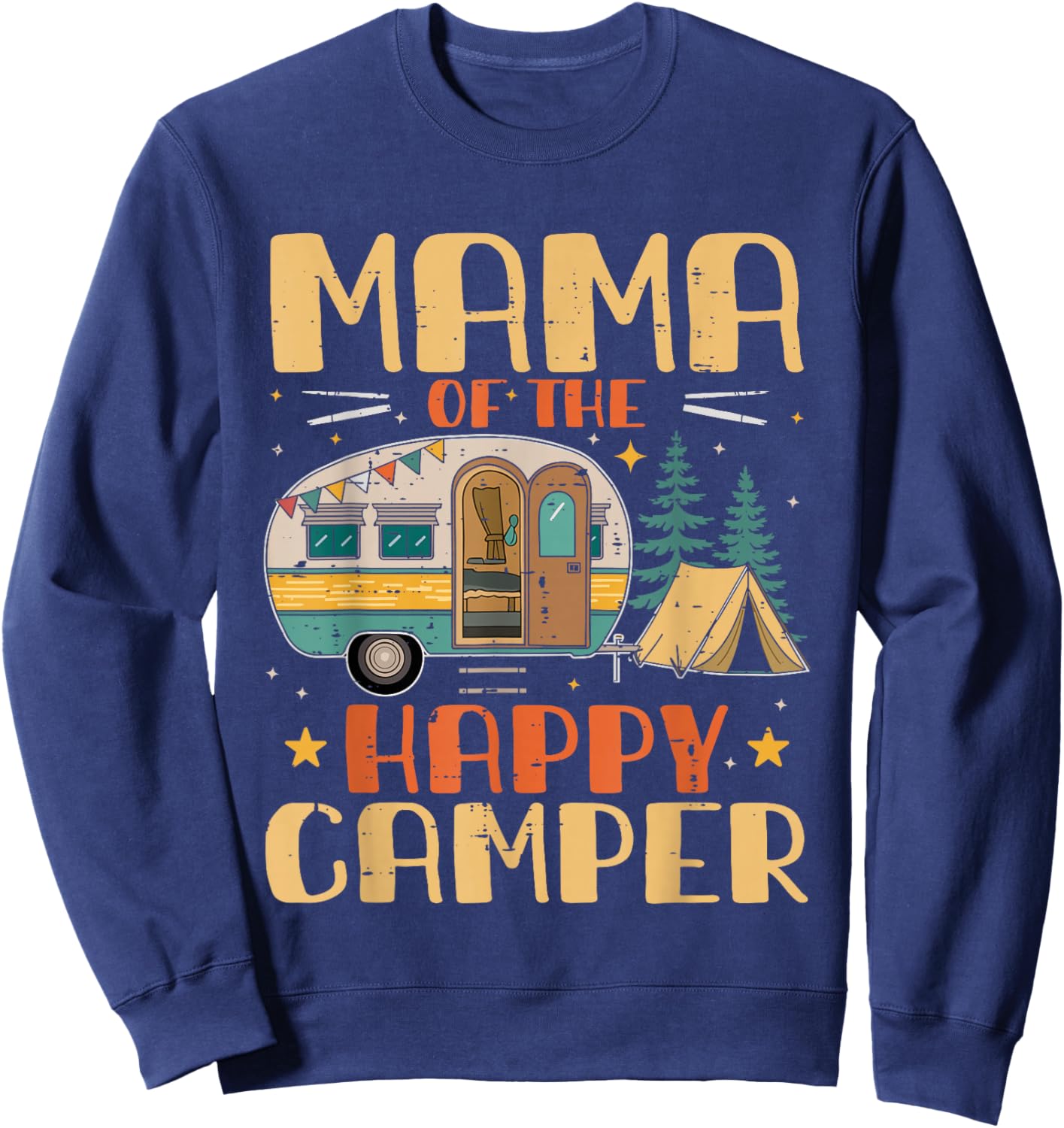 Mama of Happy Camper 1st Birthday Party Retro Mama Sweatshirt - Sweatshirt | Navy