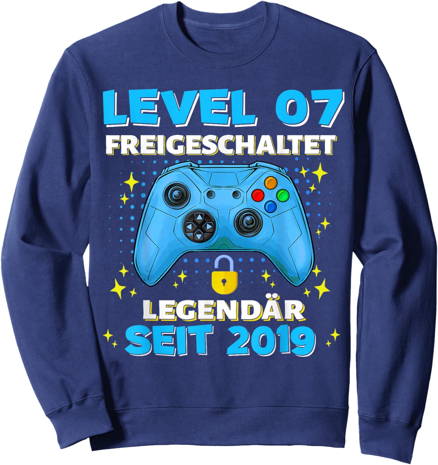 Level 7 Years Birthday Shirt Boy Gamer 2019 Birthday Sweatshirt - Sweatshirt | Navy