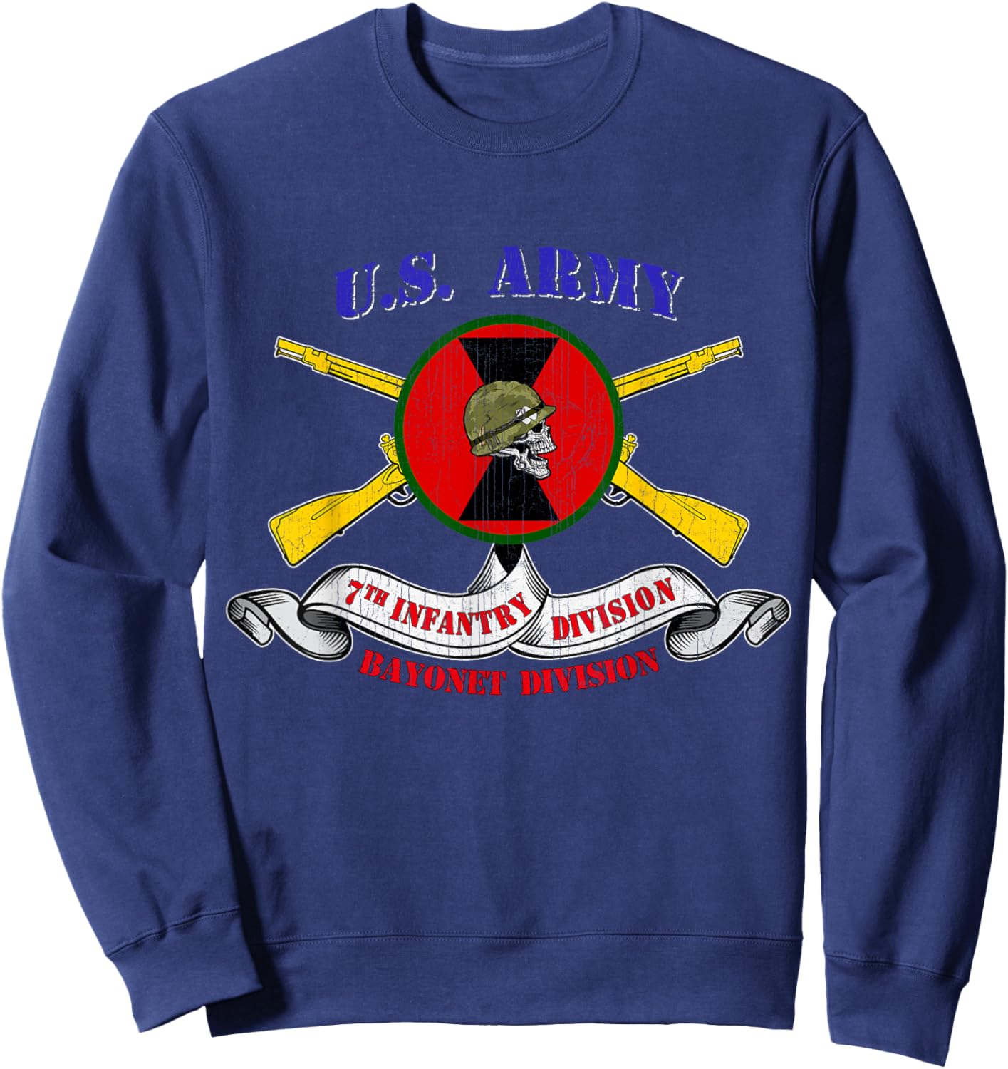 7th Infantry Division 7th ID Veteran Gifts Bayonet Division Sweatshirt - Sweatshirt | Navy