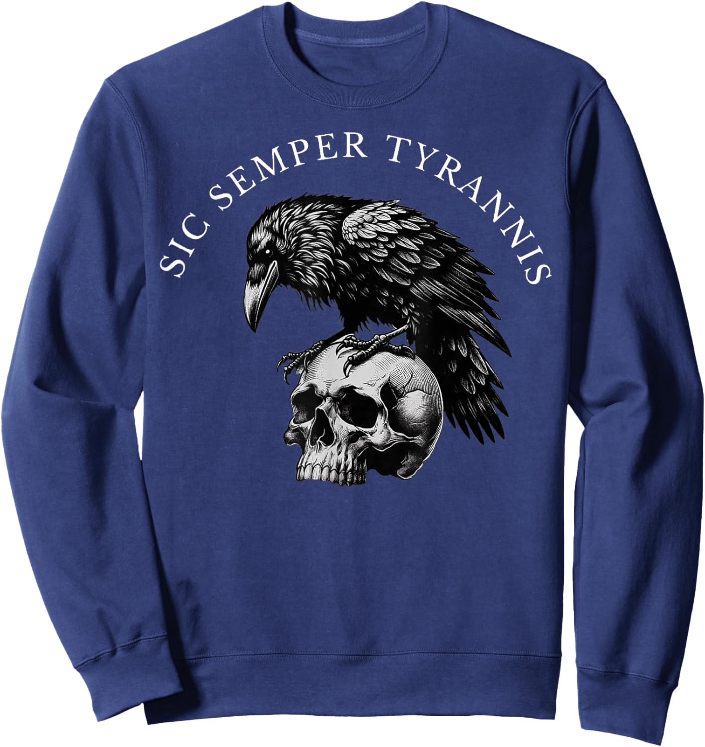 Sic Semper Tyrannis & Raven Skull Sweatshirt - Sweatshirt | Navy