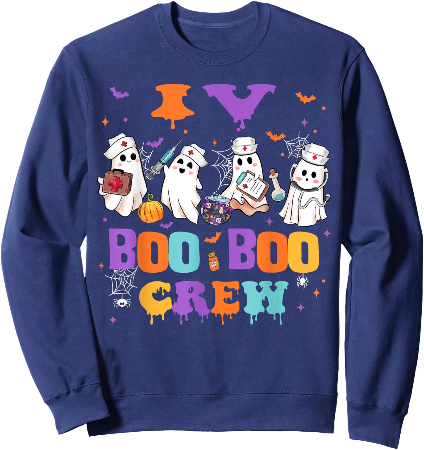IV Nurse Boo Boo Crew Nurse Halloween Squad Nursing Sweatshirt - Sweatshirt | Navy